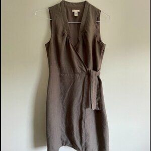 J Crew Tie Linen Midi Dress